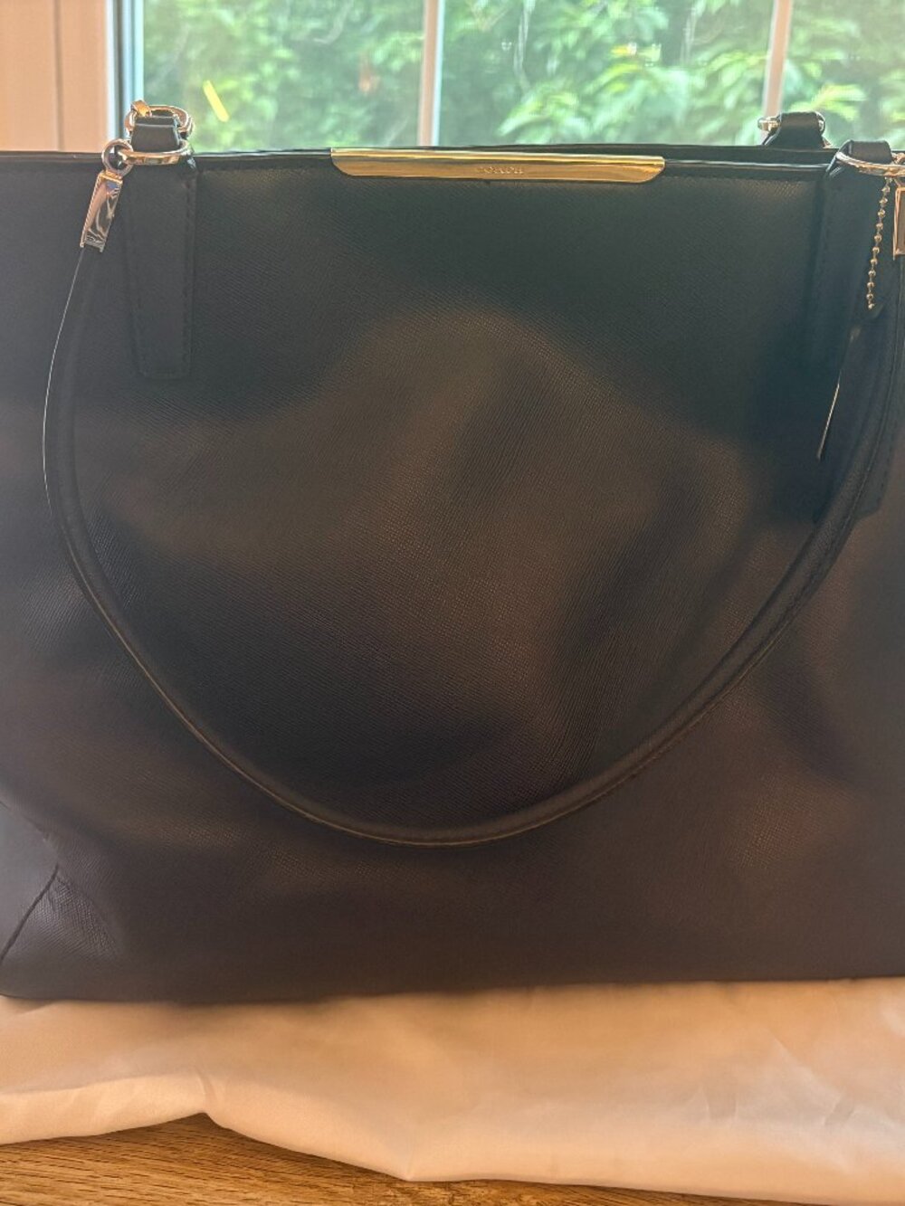 Coach Maddison Saffiano Dark Blue Leather Tote